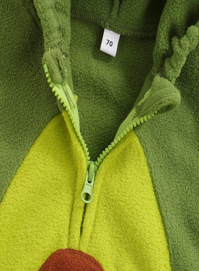 Gureui Newborn Baby Girl Boy Halloween Costumes Animal Fruit Hooded Romper Onesie Toddler Infant Zipper Outfit (B Green Avocado, 12-18 Months) - Image 4